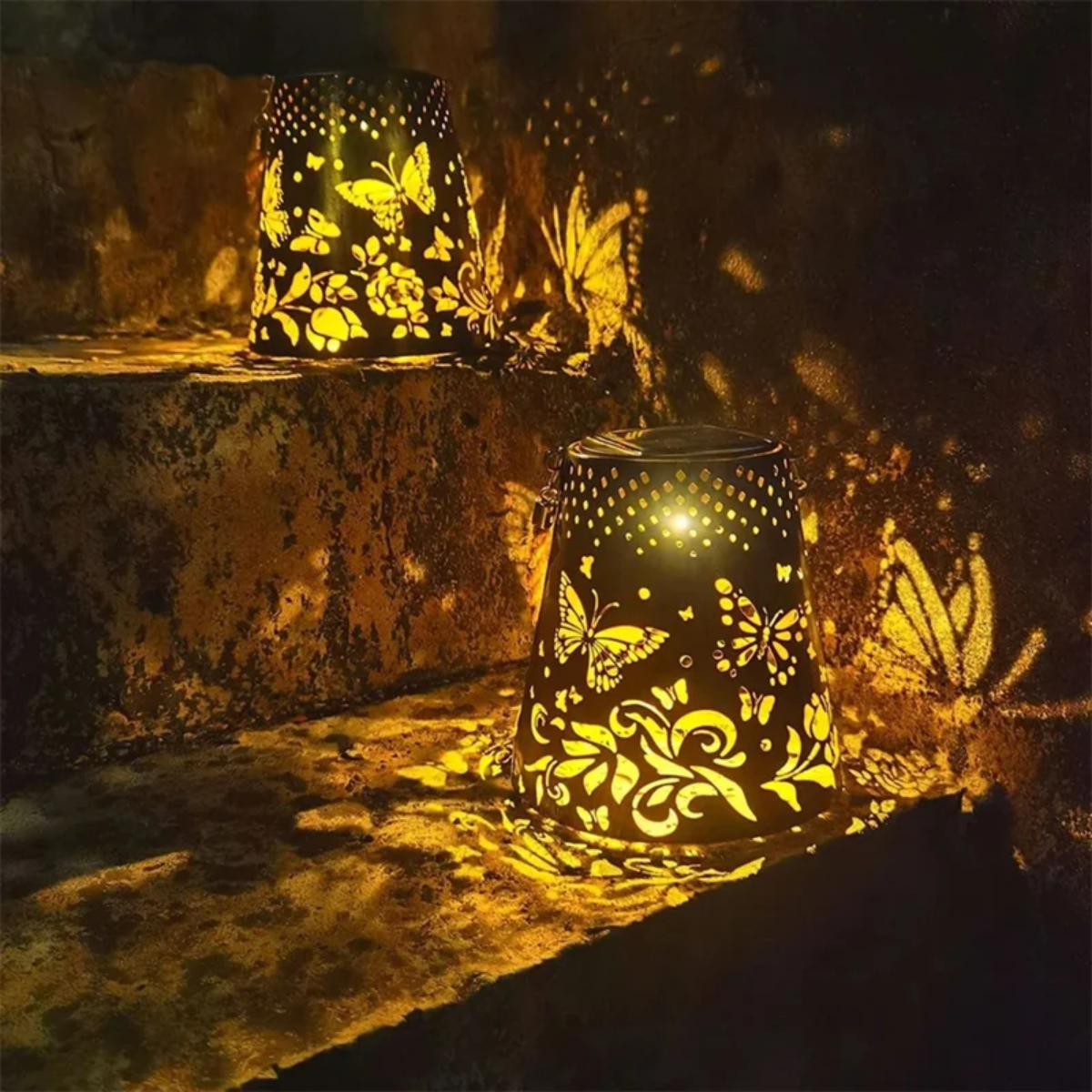 Lampara Exterior Jardin Metal Carga Solar Dise o Mariposas-6