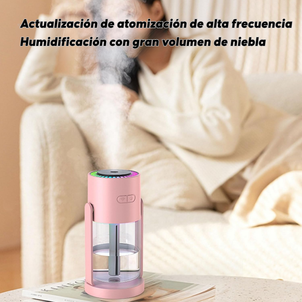 Humidificador Difusor Aroma Y Proyector Estrellas Relajante Rosado-3