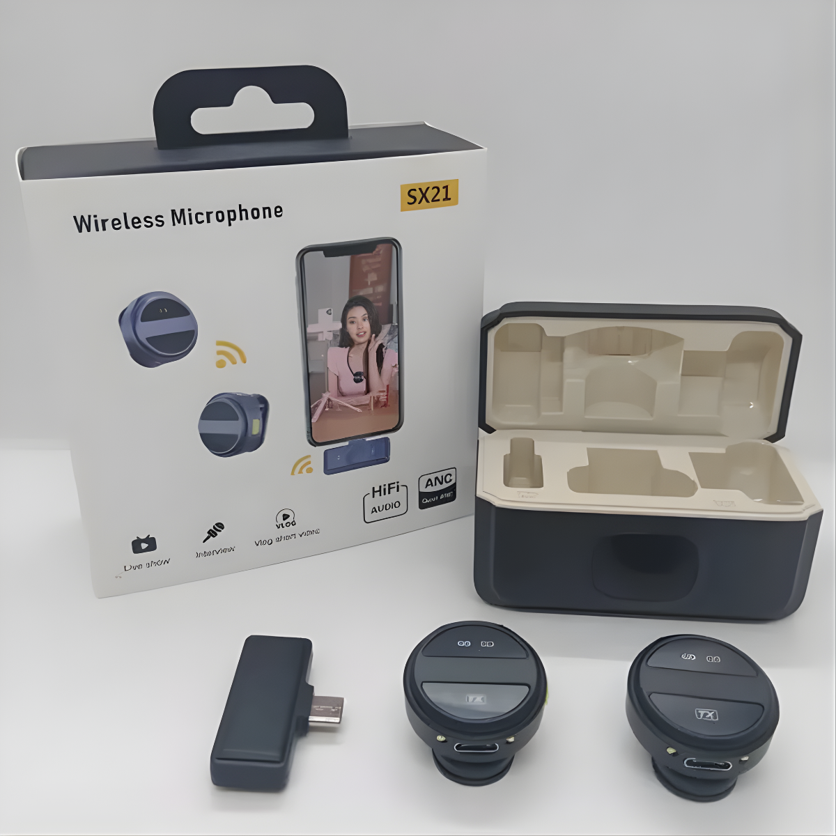 Pack 2 Microfonos Inalambricos Celular iPhone Android Usb c-7