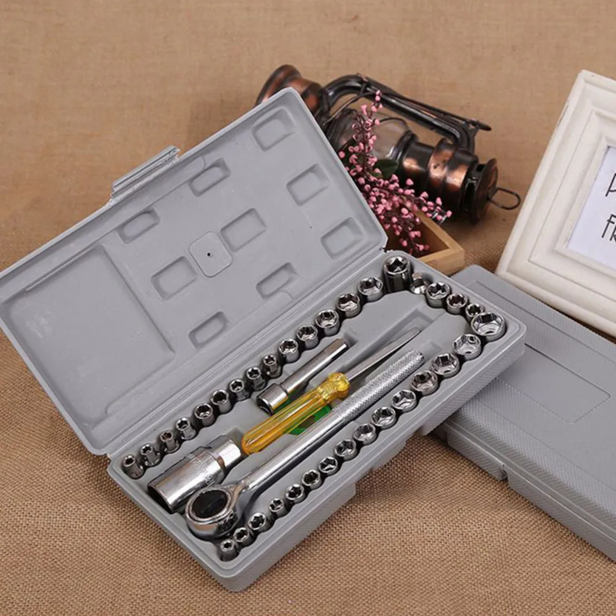 Set 40 Piezas Herramientas Llave Rachet Dados Y Medidor-5