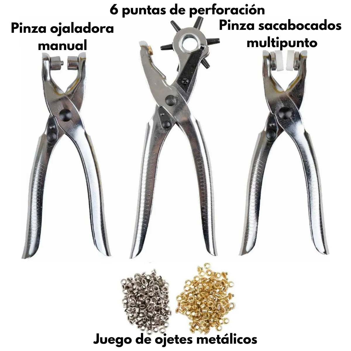 Kit Sacabocados Ojaladora Ojetes Pinza Perforadora Cuero-3