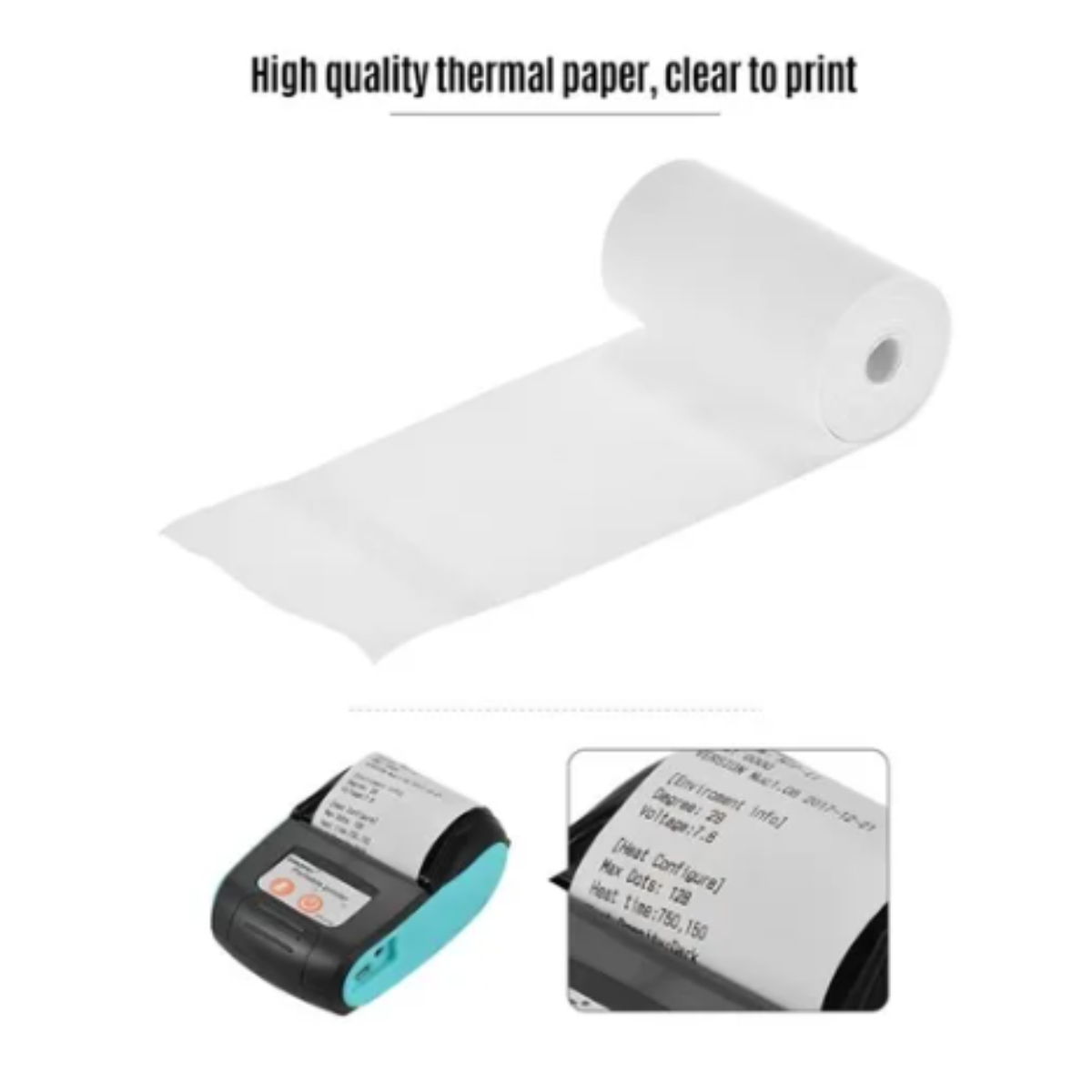 Kit 5 Rollos Papel Térmico 56mm Para Mini Impresora Blanco-4