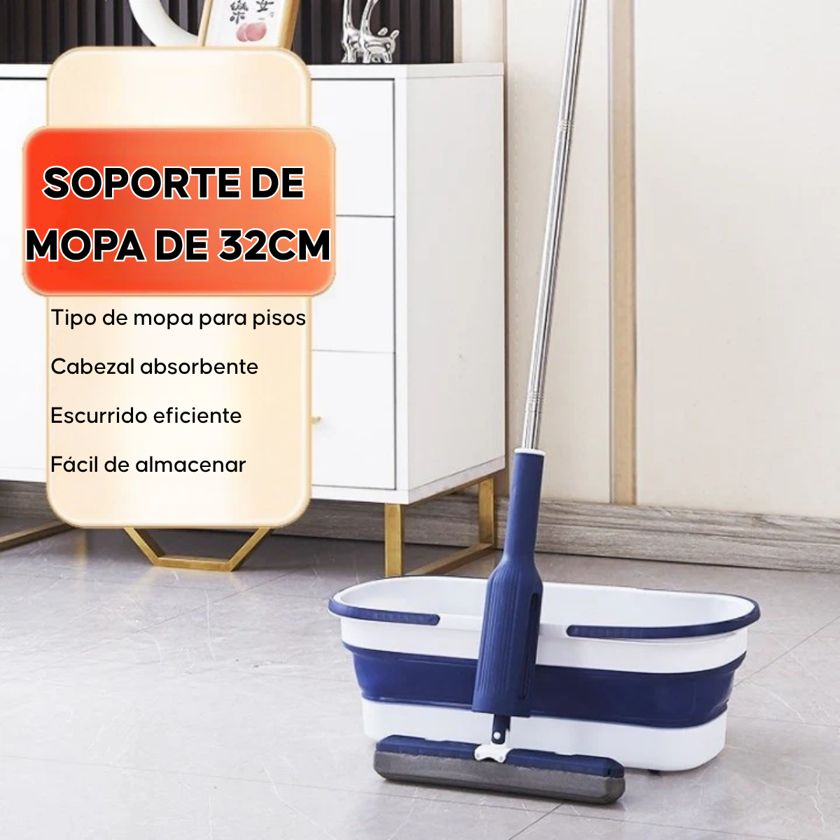 Mopa Trapero Super Absorbente Esponja Con Balde Plegable-4