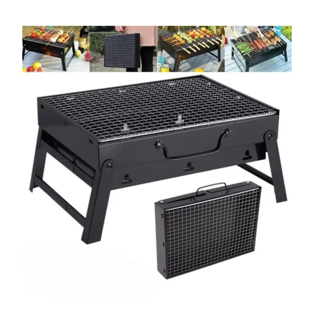 Mini Parrillera Plegable Portátil A Carbón Para Asados-4