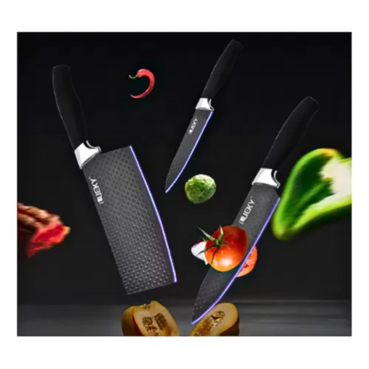 Juego De Cuchillos Cocina + Tijera Y Pelador 6 Piezas Acero-2