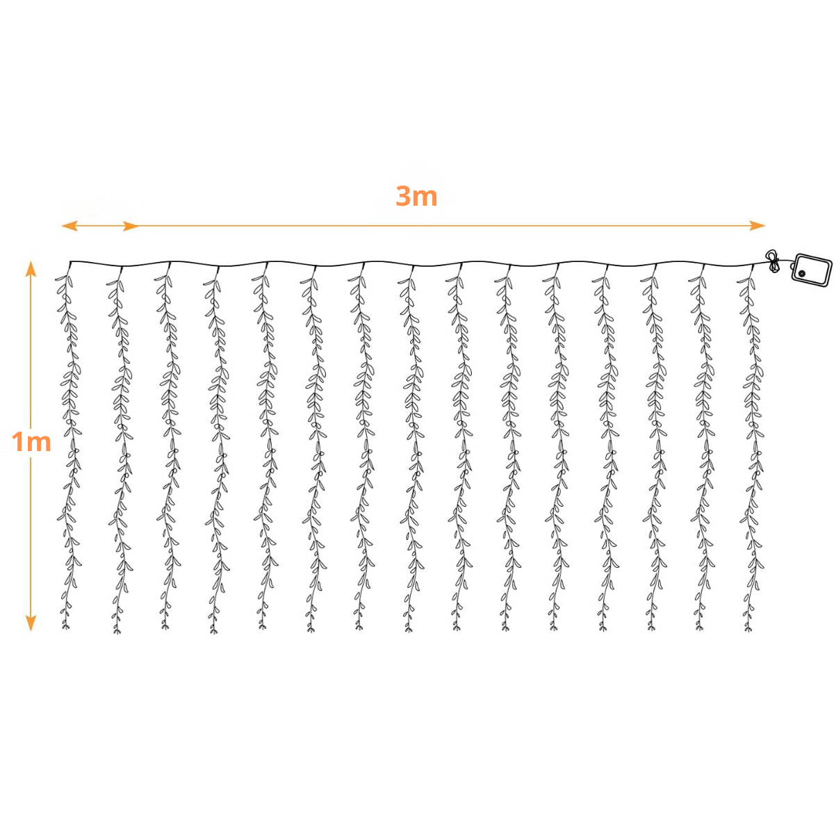 Luz Luces Navidad Cascada Multicolor Diseño Hojas 3mx1m-4