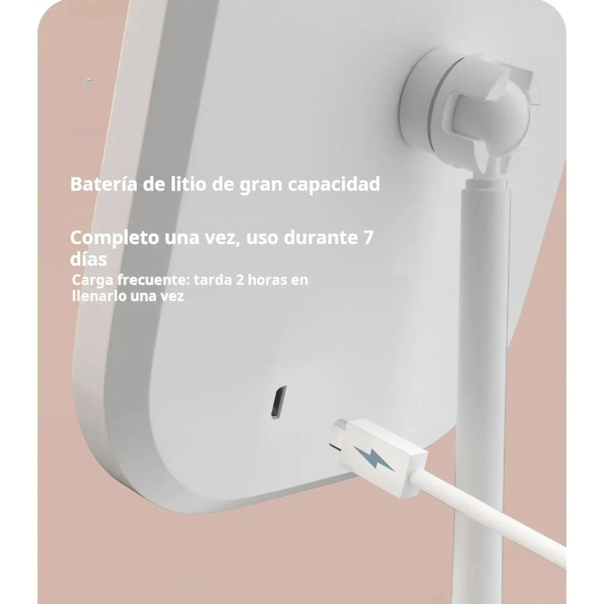 Espejo Maquillaje Luz Led Ajustable 3 Tonos Recargable Usb-5