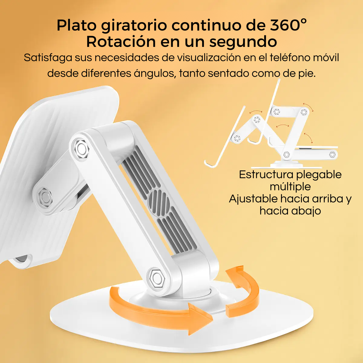 Soporte Celular De Escritorio Giratorio Ajustable Blanco-3