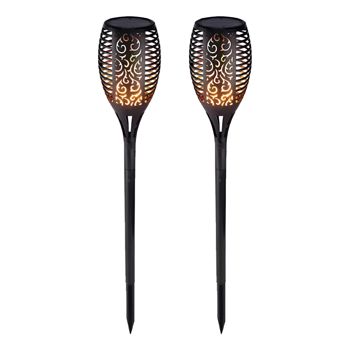 Pack 3 L mpara Solar Exterior Jard n Con Estaca Efecto Fuego-2