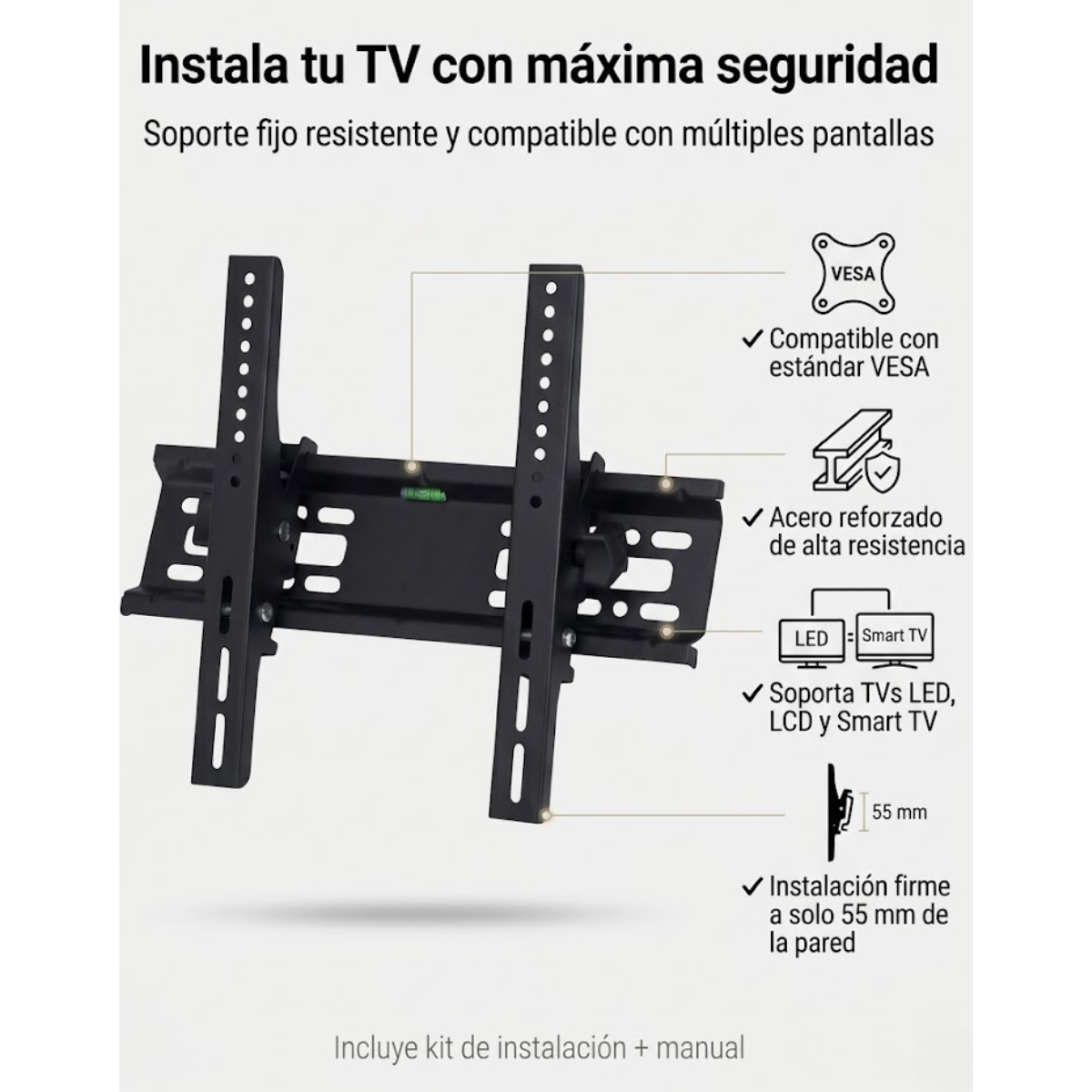 Soporte Tv Fijo Pared Led Lcd 15 A 42 Pulgadas-2