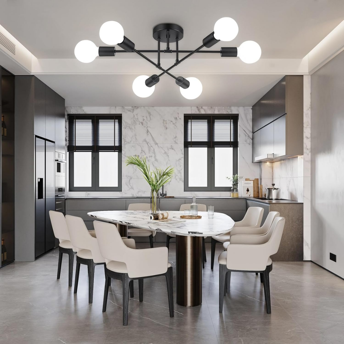 Lampara De Techo Colgante Moderna + 6 Ampolletas Luz Cálida-6