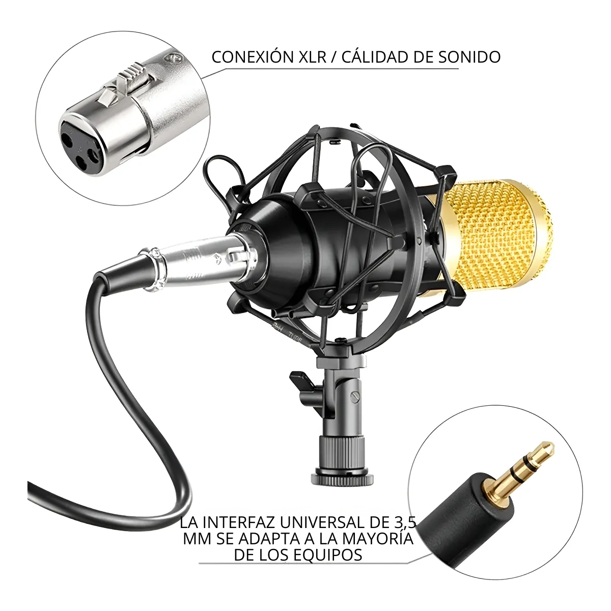 Microfono Condensador Profesional Podcast Soporte Araña-4