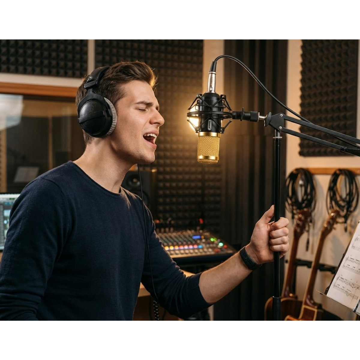 Microfono Condensador Profesional Podcast Soporte Araña-6