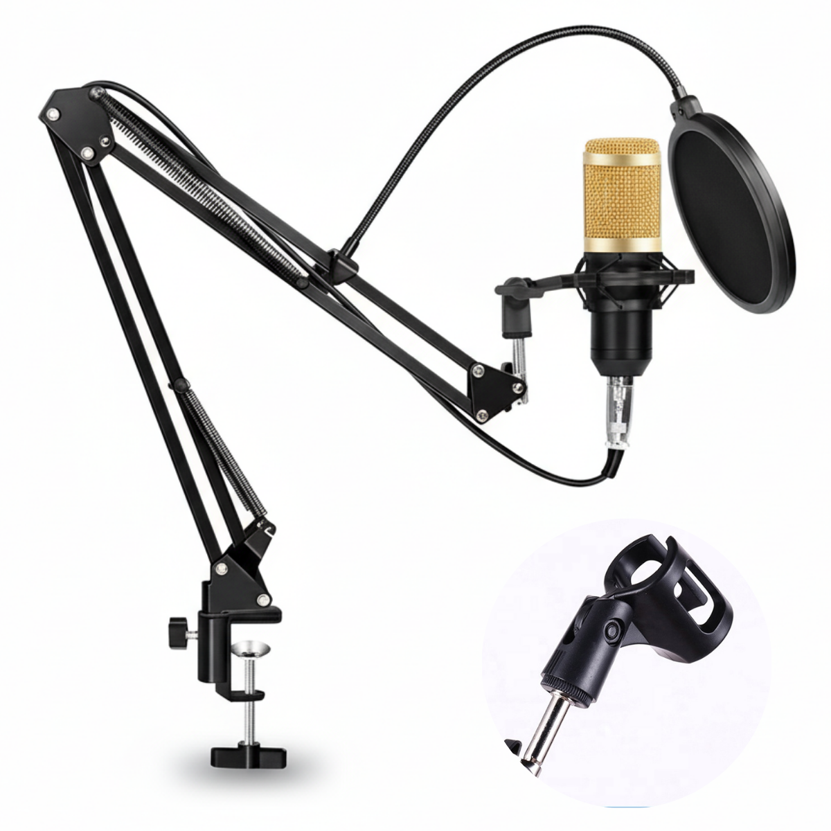 Kit Profesional Brazo Microfono Antipop Soporte Araña Studio-3