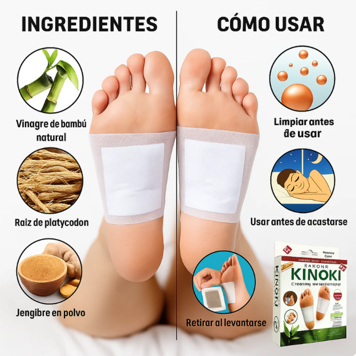 Pack 10 Parches Para Pies Detox Desintoxicantes Natural-2