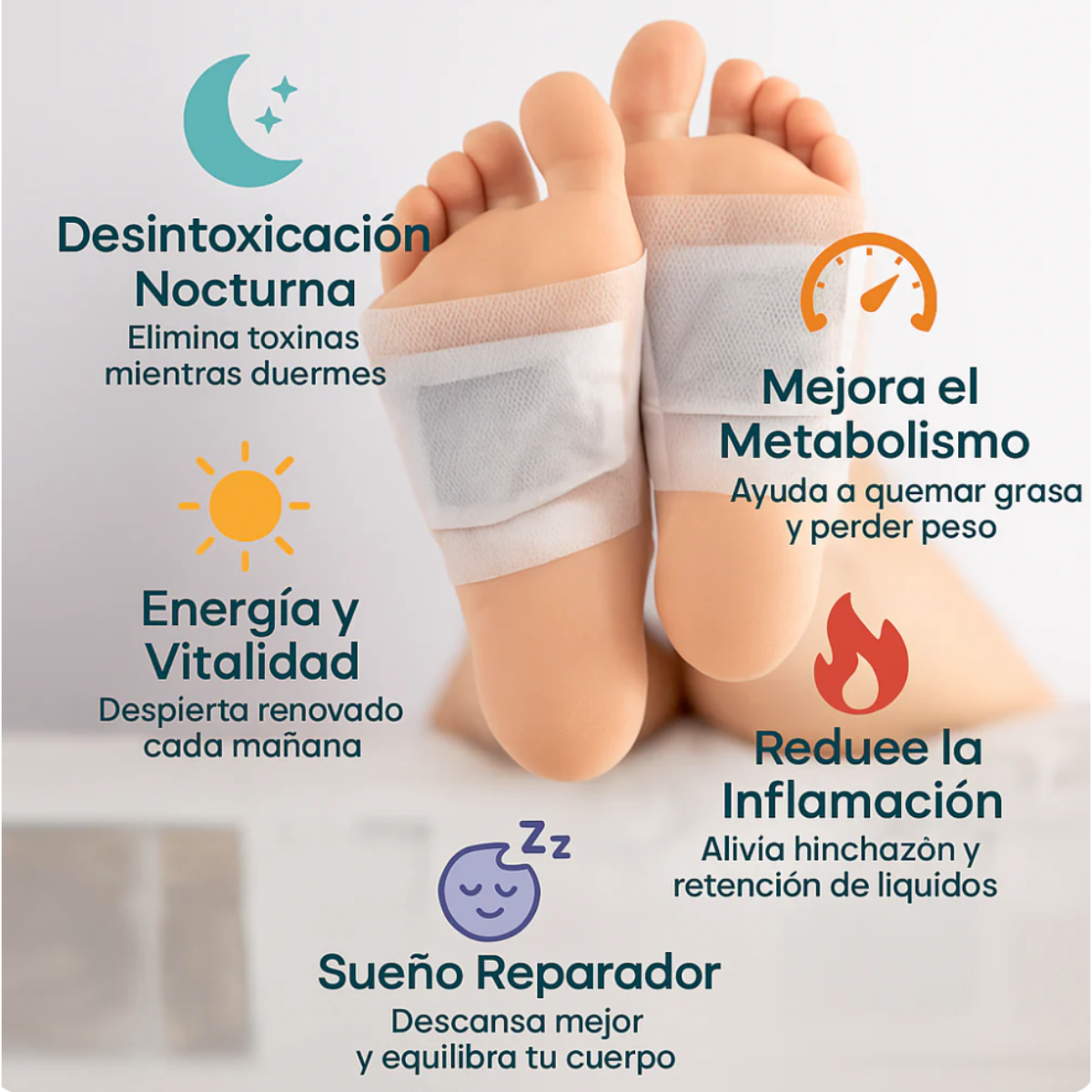 Pack 10 Parches Para Pies Detox Desintoxicantes Natural-3