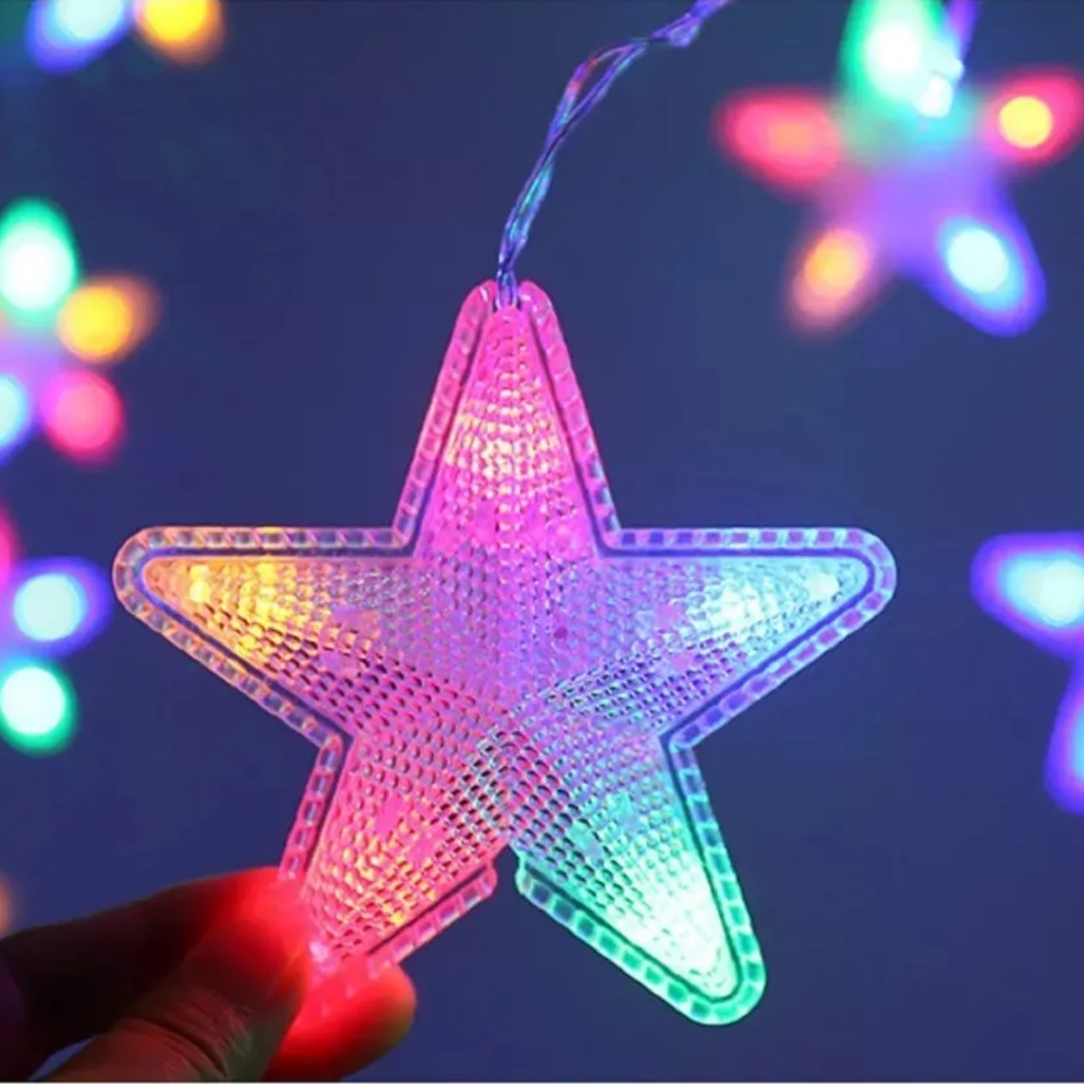 Luz Luces Navidad Carga Solar 5m Estrellas Multicolor-3