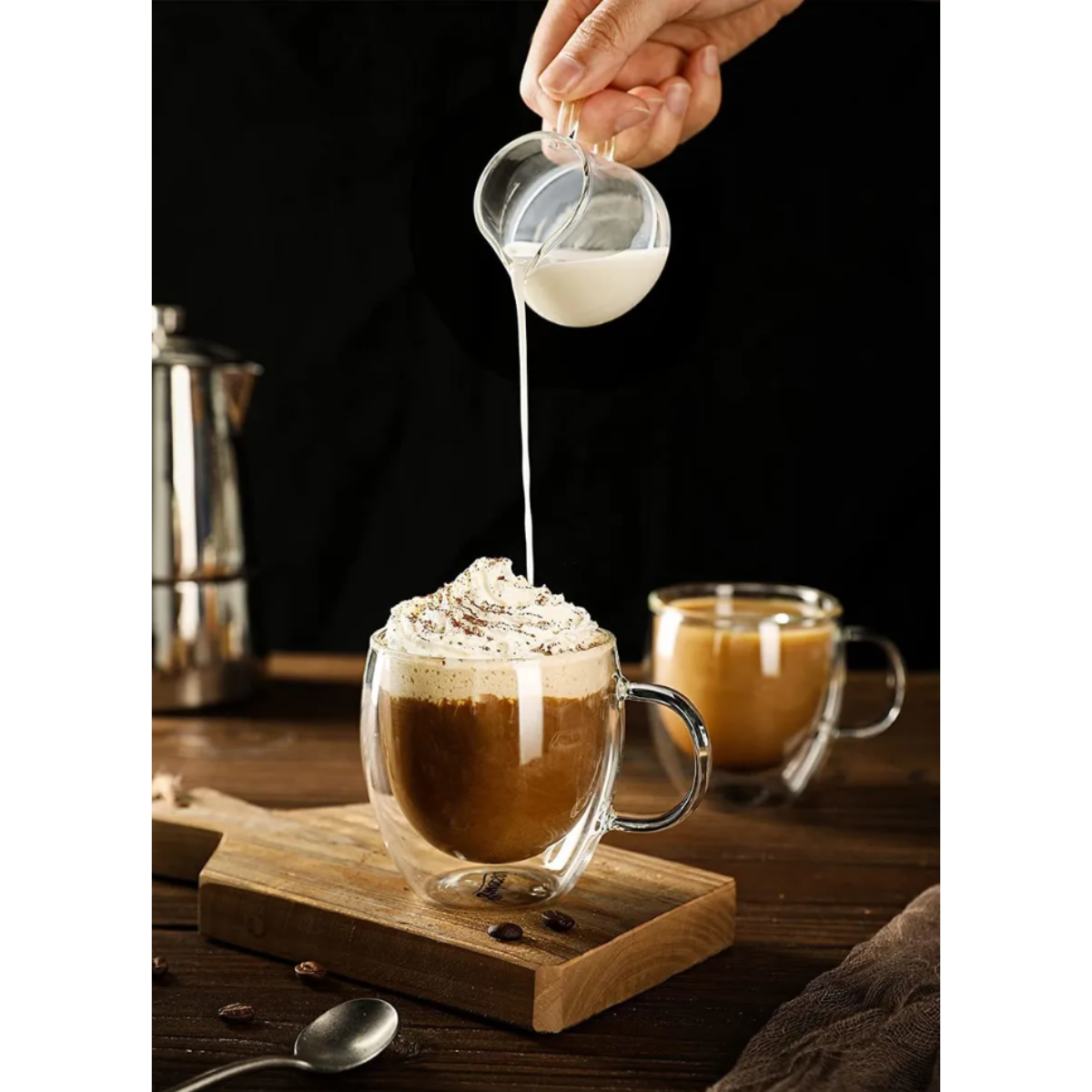 Pack 2 Tazas Transparente Vidrio Café Té Multiuso 150ml-3