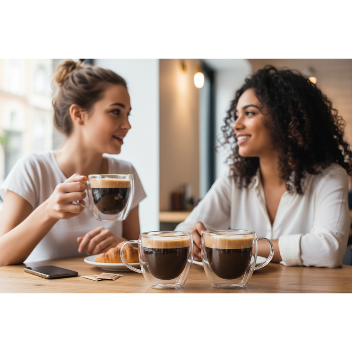 Pack 2 Tazas Transparente Vidrio Café Té Multiuso 150ml-6