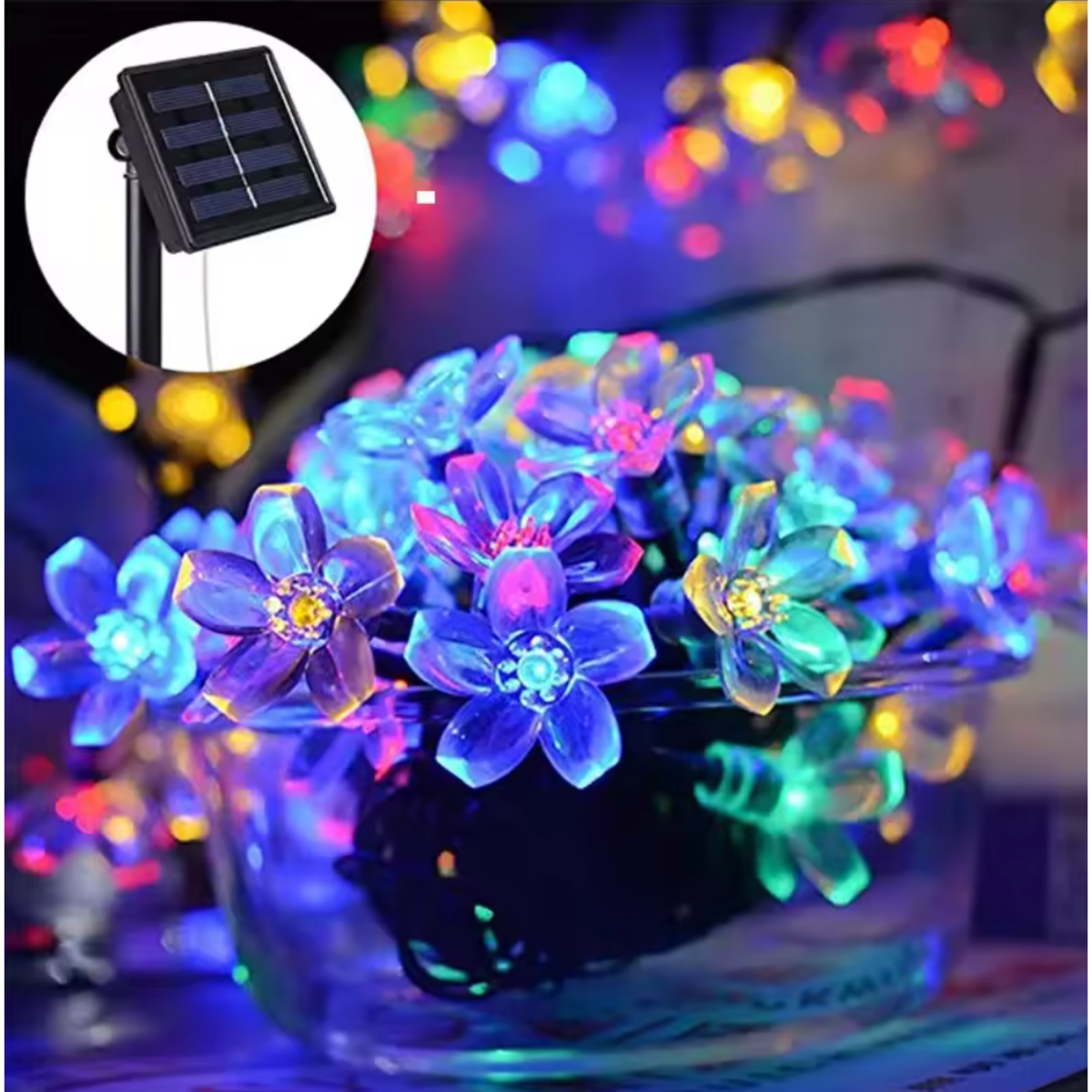 Luces Navidad Dise o Flores Silicona 9mts Solar Multicolor-2