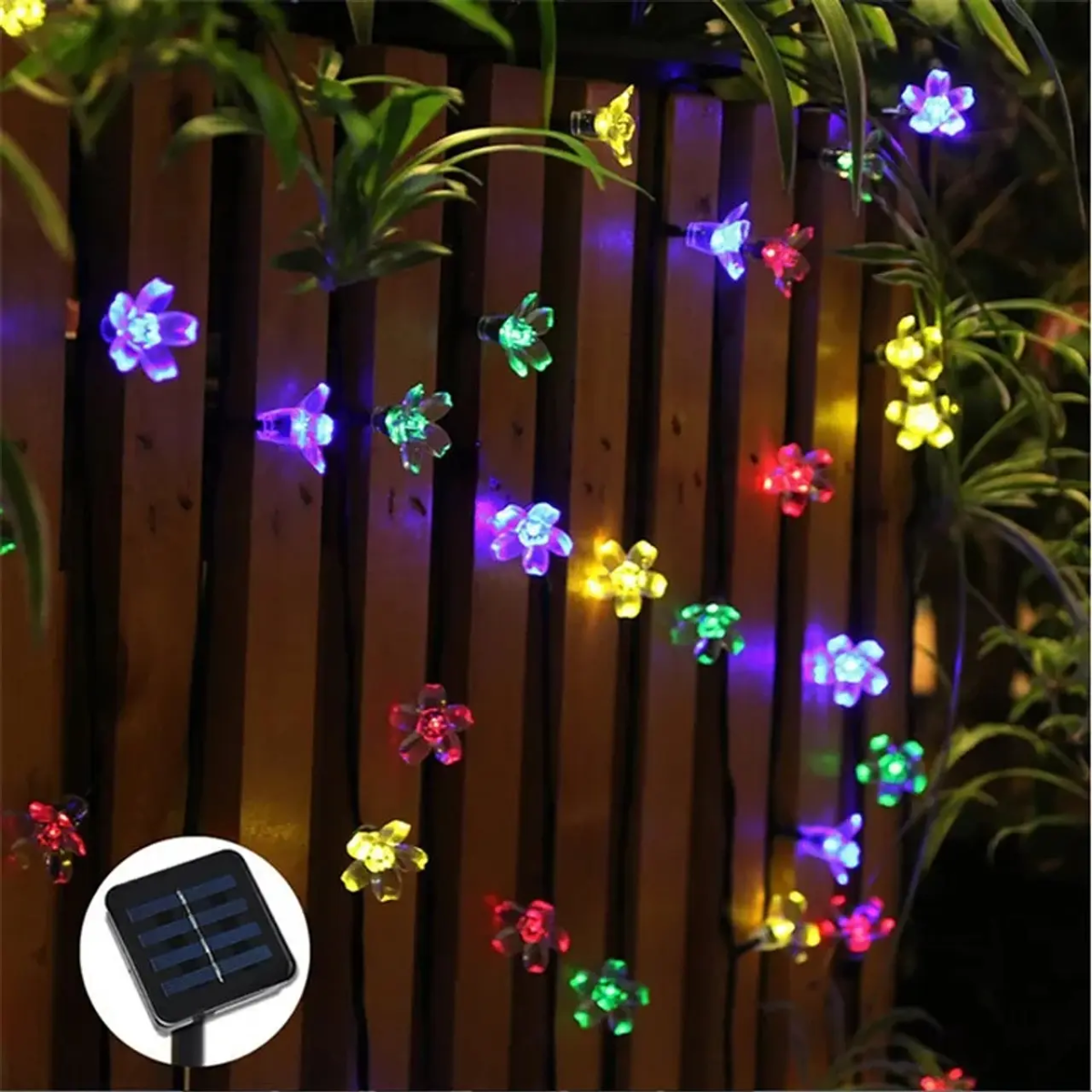 Luces Navidad Dise o Flores Silicona 9mts Solar Multicolor-6