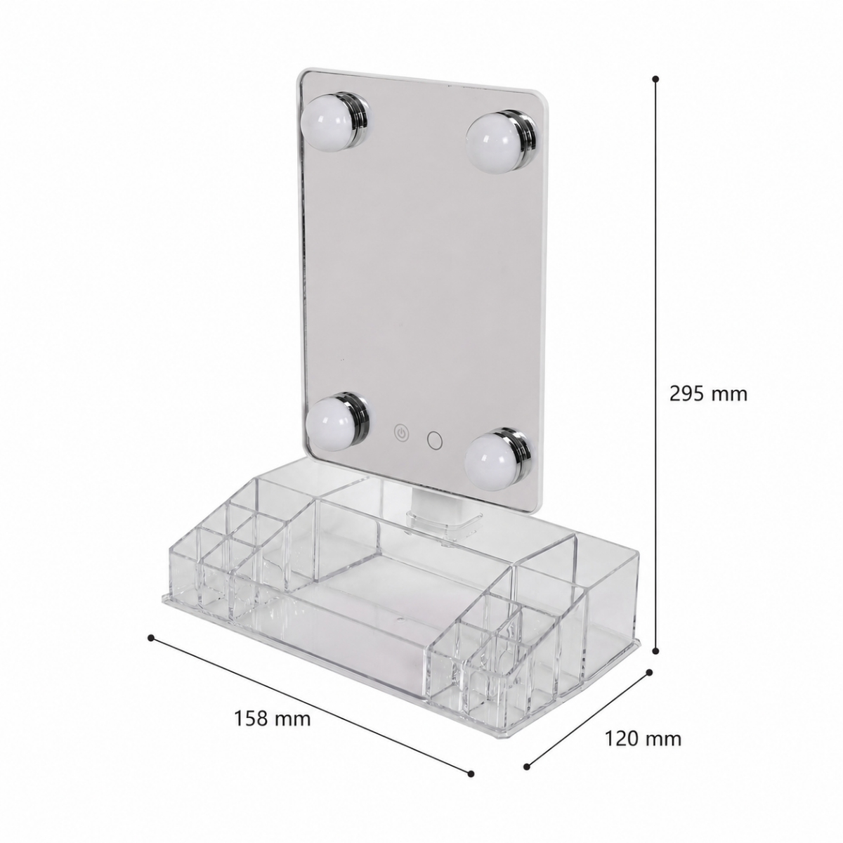 Espejo De Maquillaje Con Luz Led Y Organizador 360 Grados-2