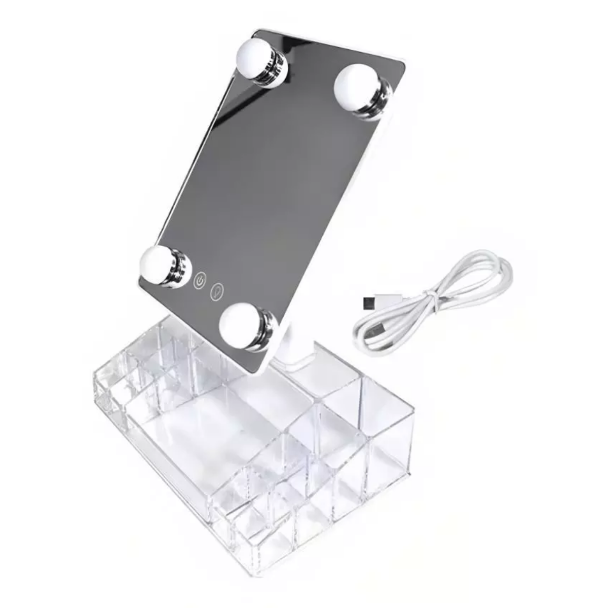 Espejo De Maquillaje Con Luz Led Y Organizador 360 Grados-6