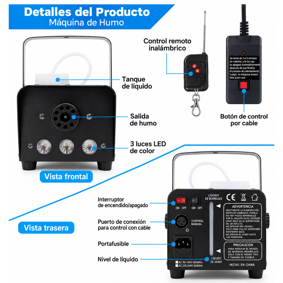 Maquina De Humo Y Luces 600w Para Fiestas Eventos-3