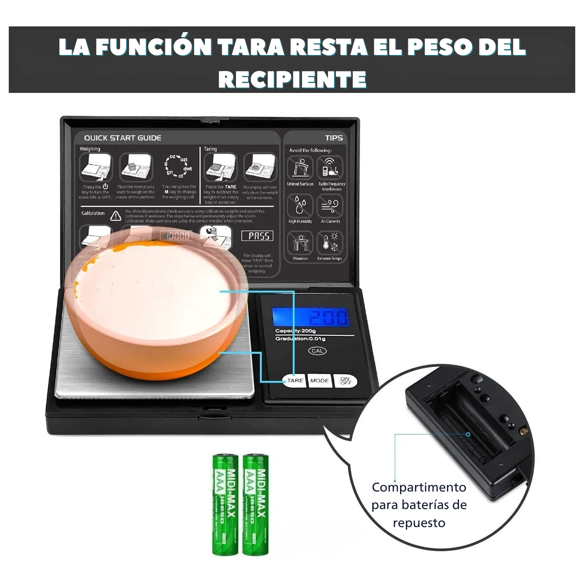 Pesa De Precision Gramera De 1g A 500g Portatil Pantalla Lcd-2