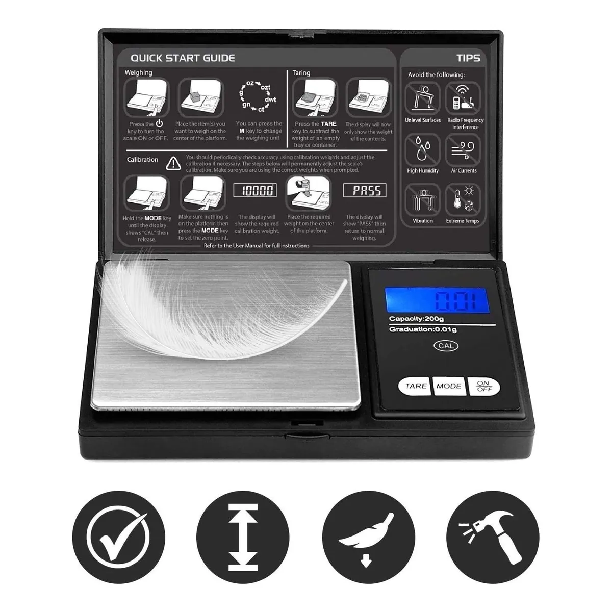 Pesa De Precision Gramera De 1g A 500g Portatil Pantalla Lcd-4