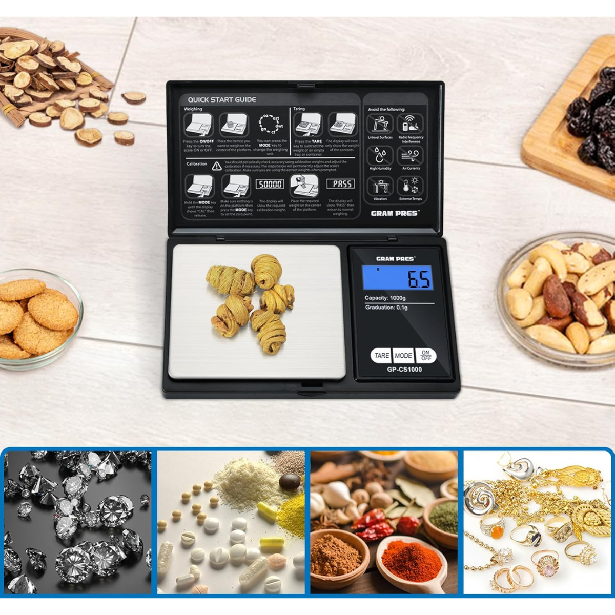 Pesa De Precision Gramera De 1g A 500g Portatil Pantalla Lcd-5