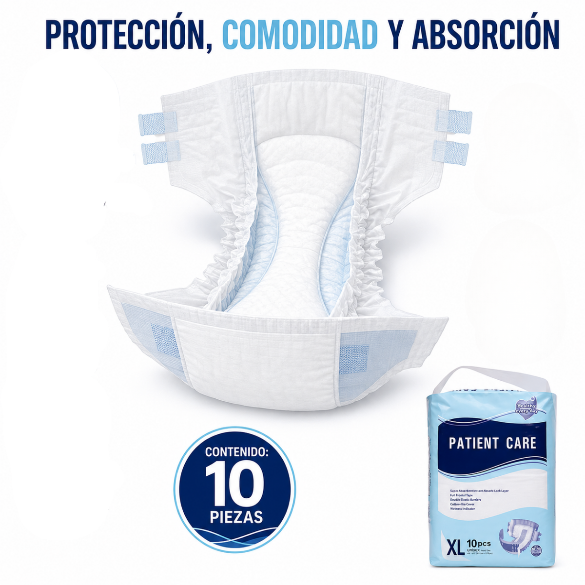 Pack 10 Panales Desechable Adulto Patient Care Absorbente-7