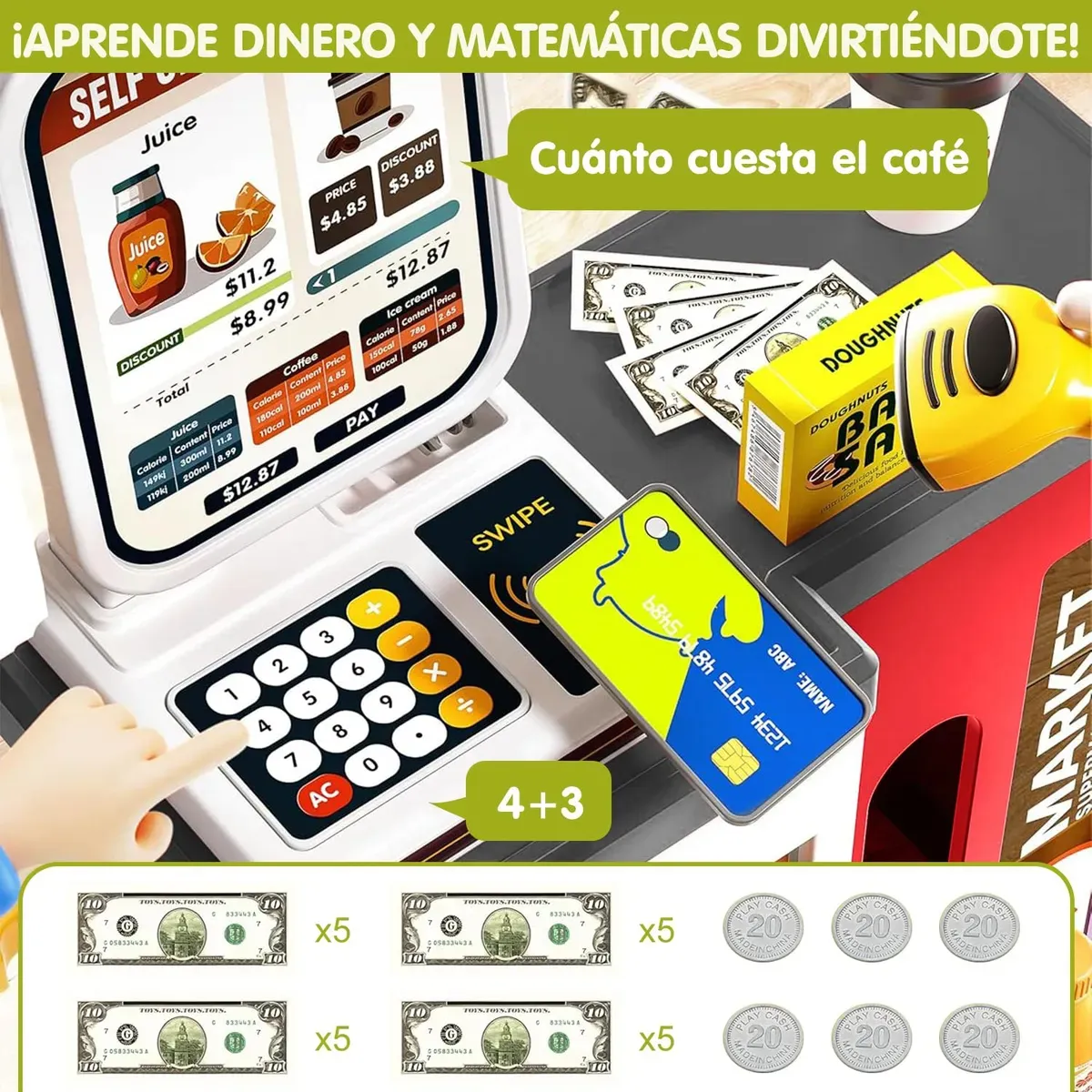 Set De Juguete Supermarket Caja Registradora Y Accesorios-3