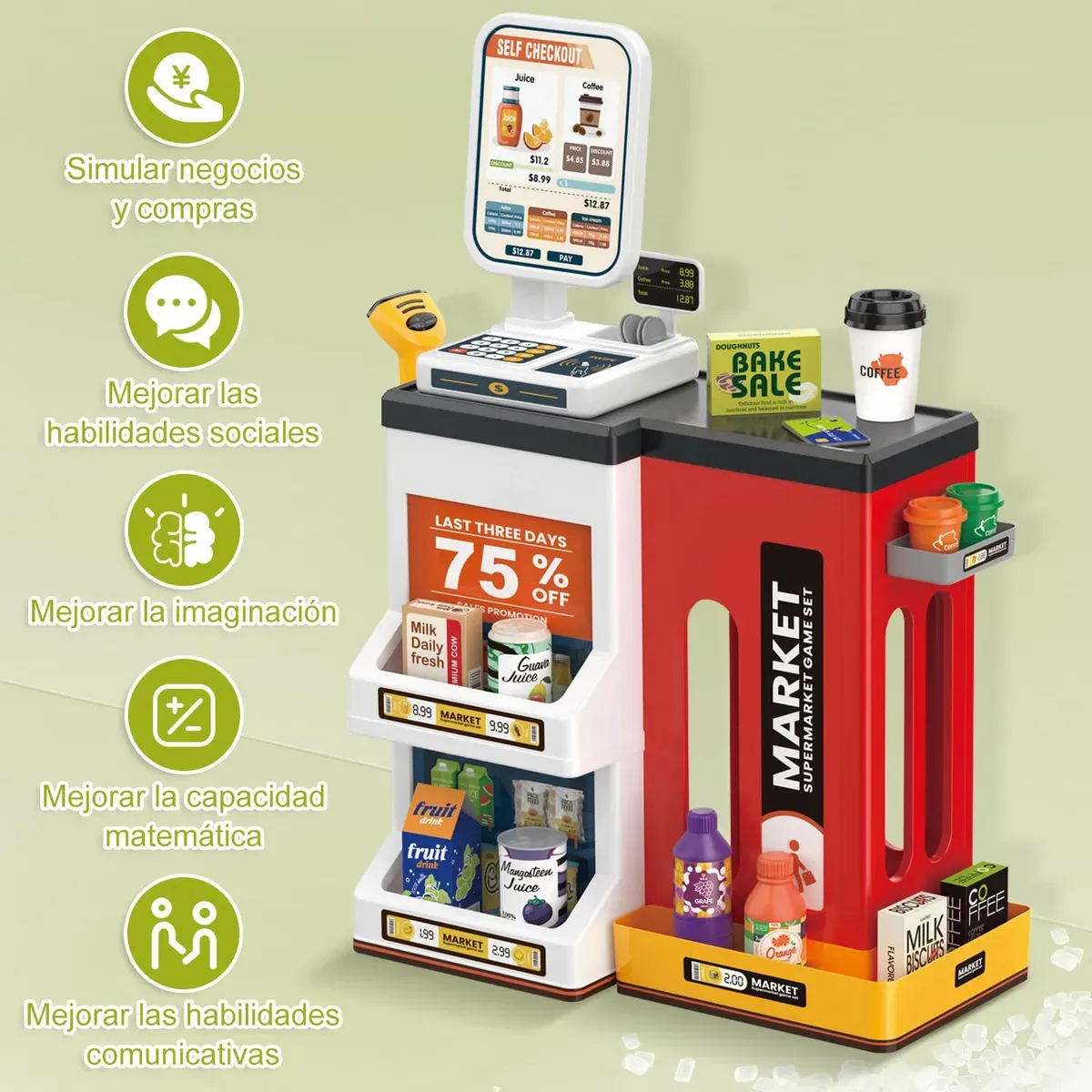 Set De Juguete Supermarket Caja Registradora Y Accesorios-4