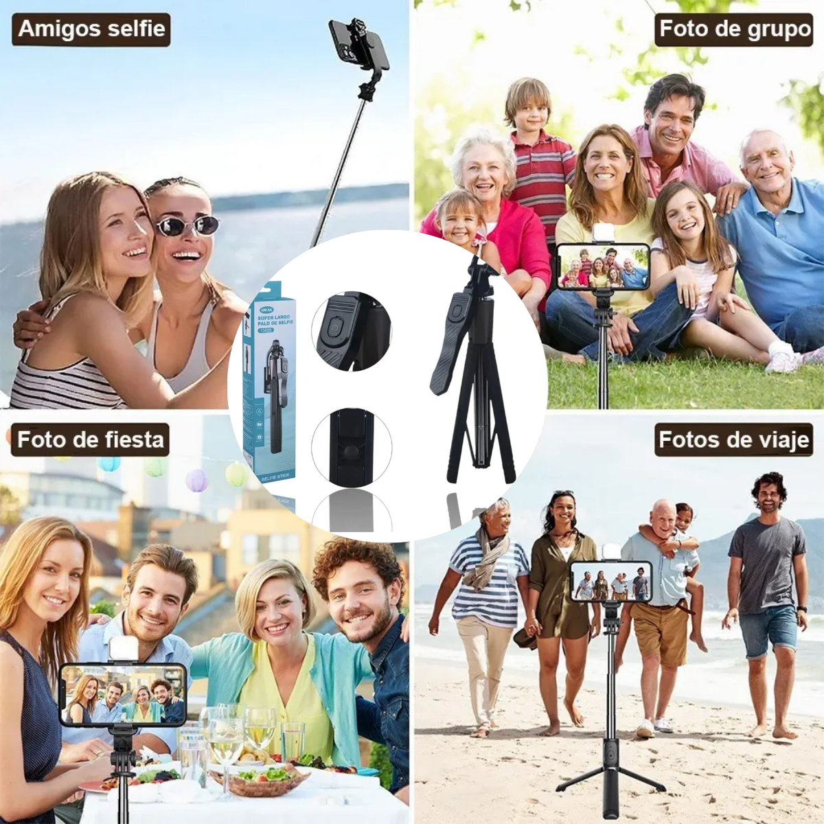 Tripode Soporte Celular Palo Selfie + Control Por Bluetooth-4
