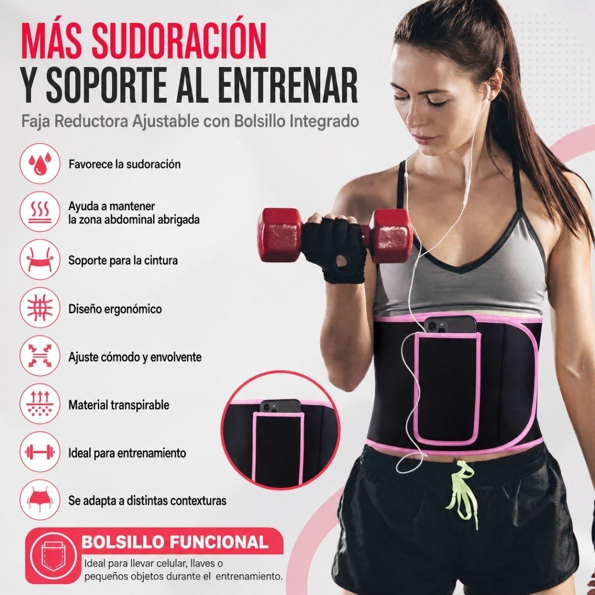 Faja Sudoracion Ajustable Ejercicio Cinturon Modelador-3