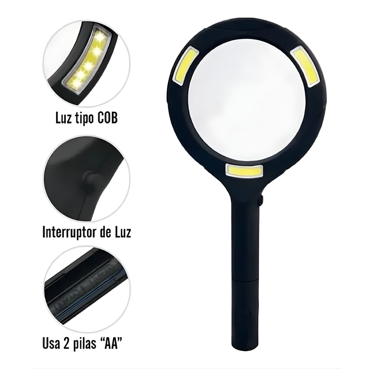 Lupa De Mano Luz Led Aumento 3x Vidrio 8 5cm 250 Lumenes-4