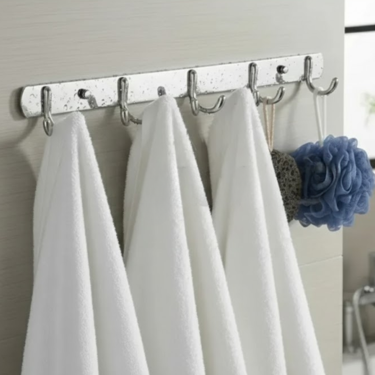 Perchero De Pared Acero Inoxidable 5 Ganchos Doble Multiuso-3