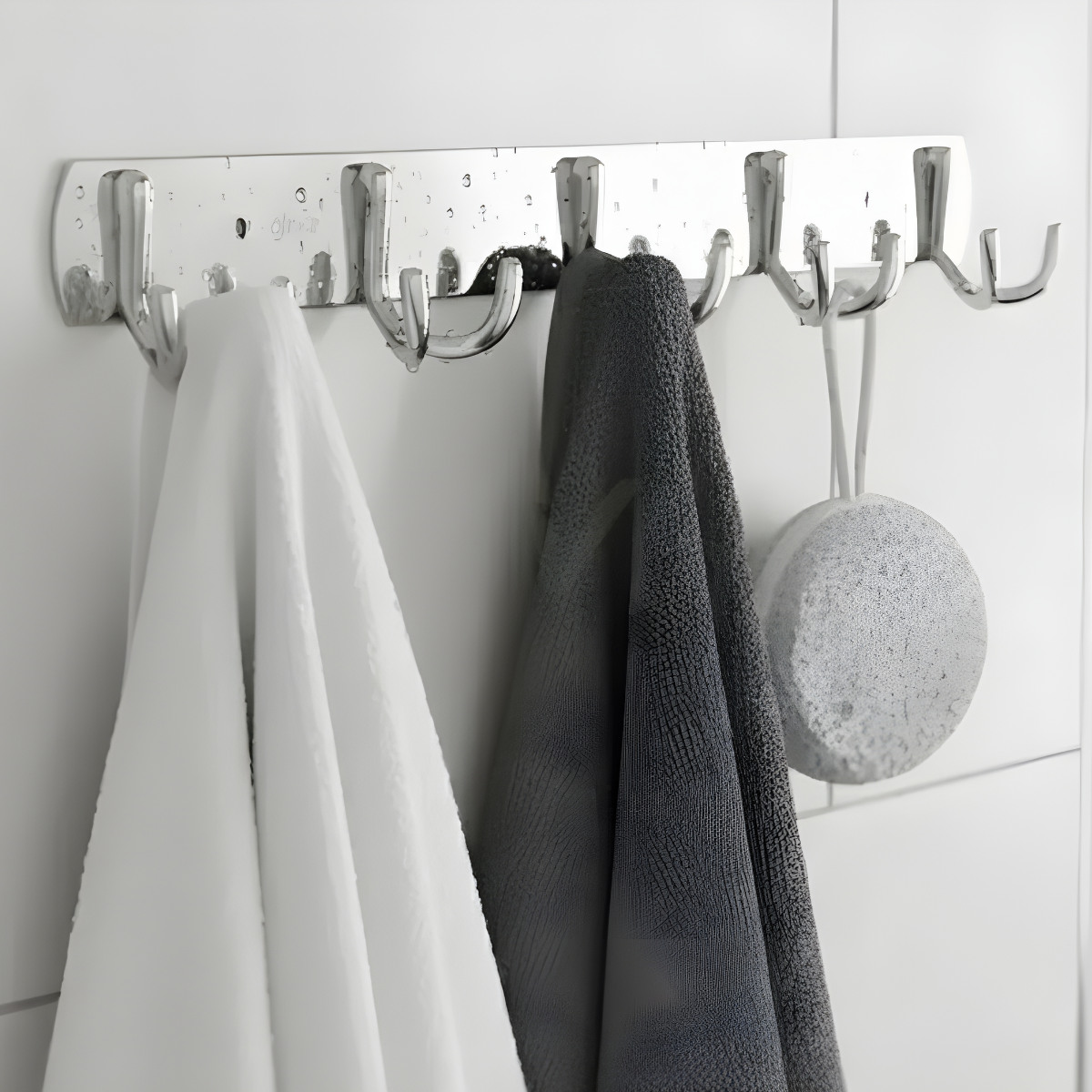 Perchero De Pared Acero Inoxidable 5 Ganchos Doble Multiuso-5