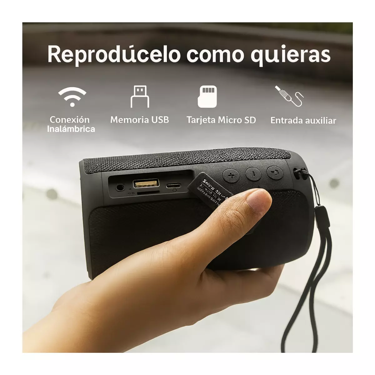 Parlante Altavoz Portátil Bluetooth Inalámbrico Negro-2