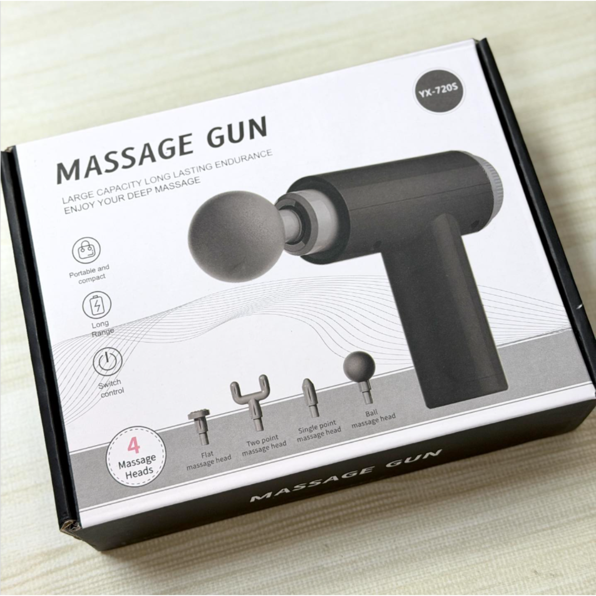 Pistola Masajeador Muscular Percusion Electrico 4 Cabezales-5