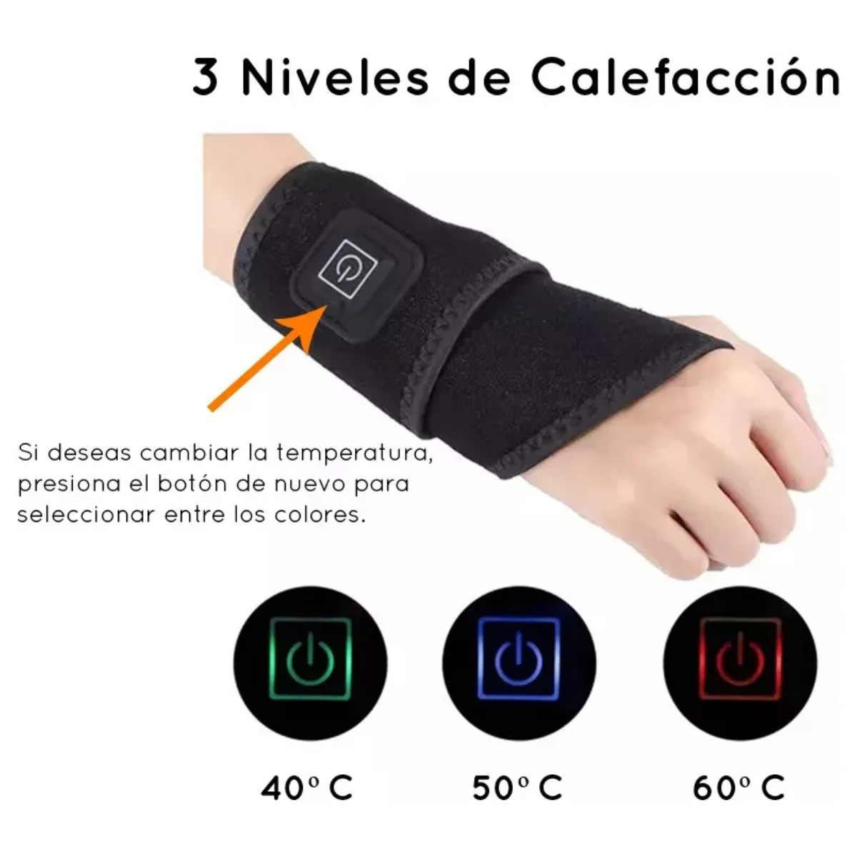 Munequera Termica Electrica Compresa Calor Ajustable Usb-3