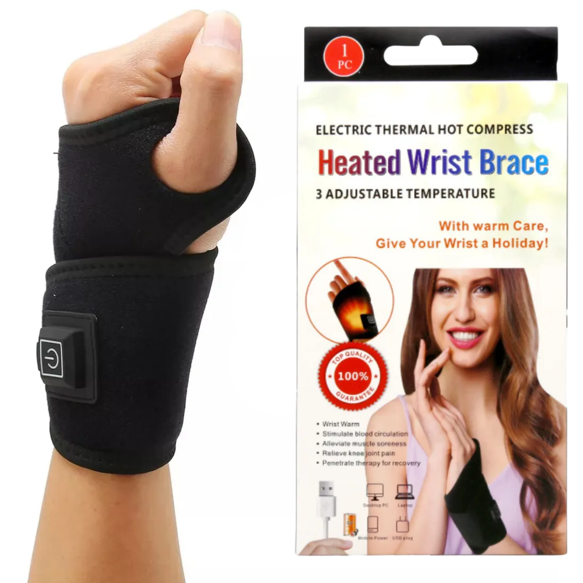 Munequera Termica Electrica Compresa Calor Ajustable Usb-7