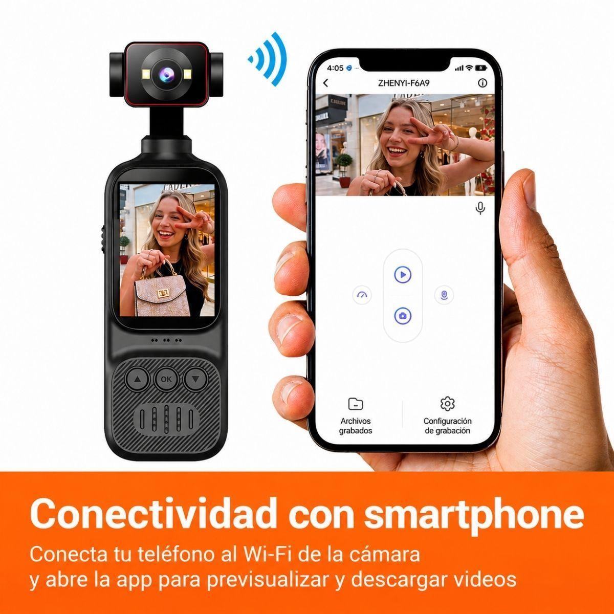 Camara Deportiva Gimbal 4k Wifi Estabilizador Pantalla IR-4