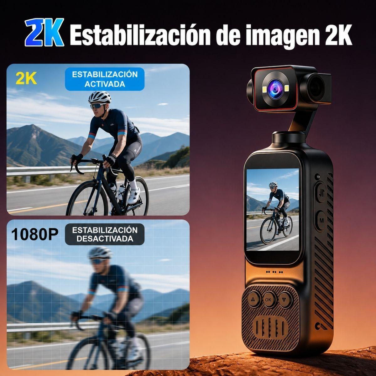 Camara Deportiva Gimbal 4k Wifi Estabilizador Pantalla IR-5