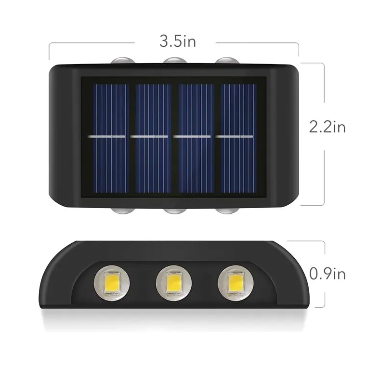 Lampara Solar Led Exterior Muro Doble 6 Luces Calida-4
