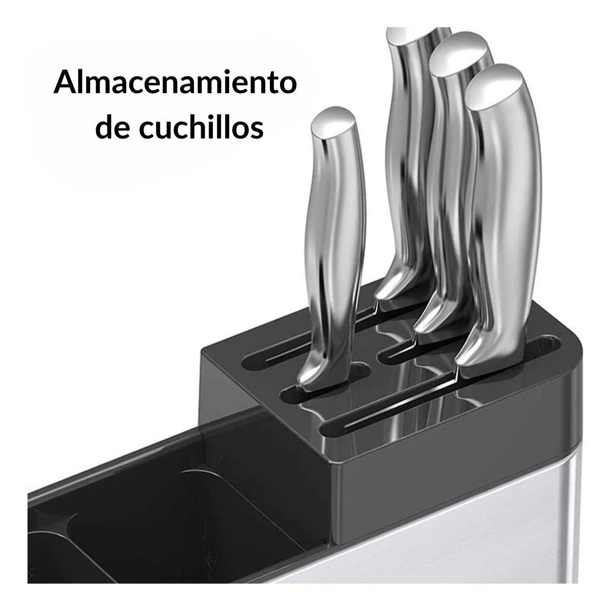 Organizador Escurridor Utensilios Cuchillos Acero Inoxidable-4