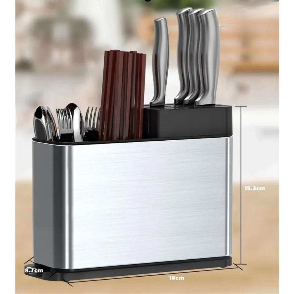 Organizador Escurridor Utensilios Cuchillos Acero Inoxidable-5