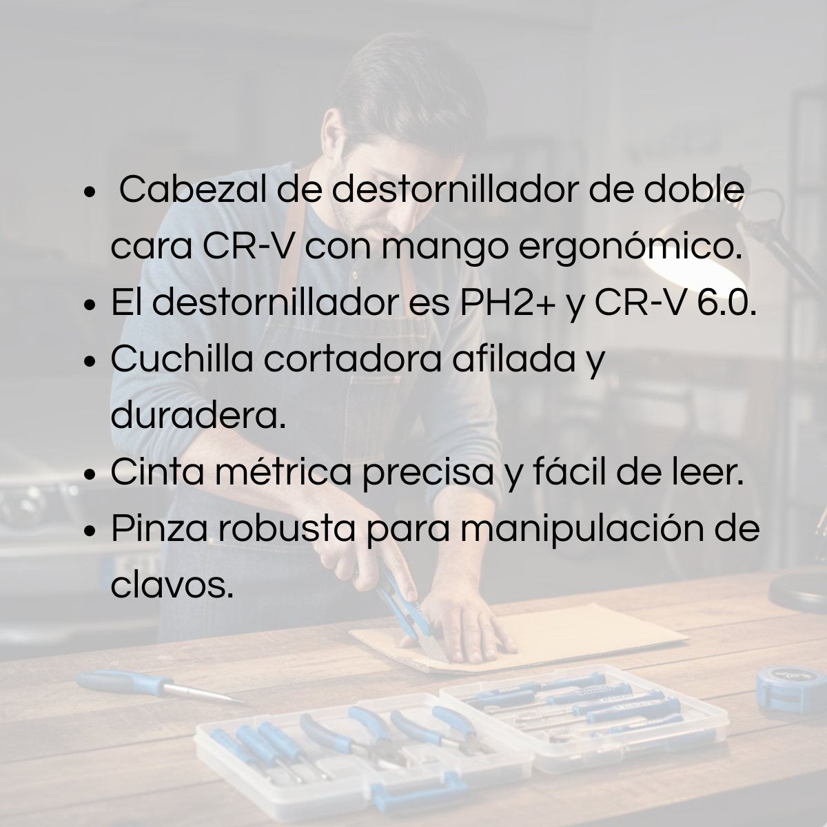 Set Herramientas Alicate Destornillador Huincha Cartonero-4