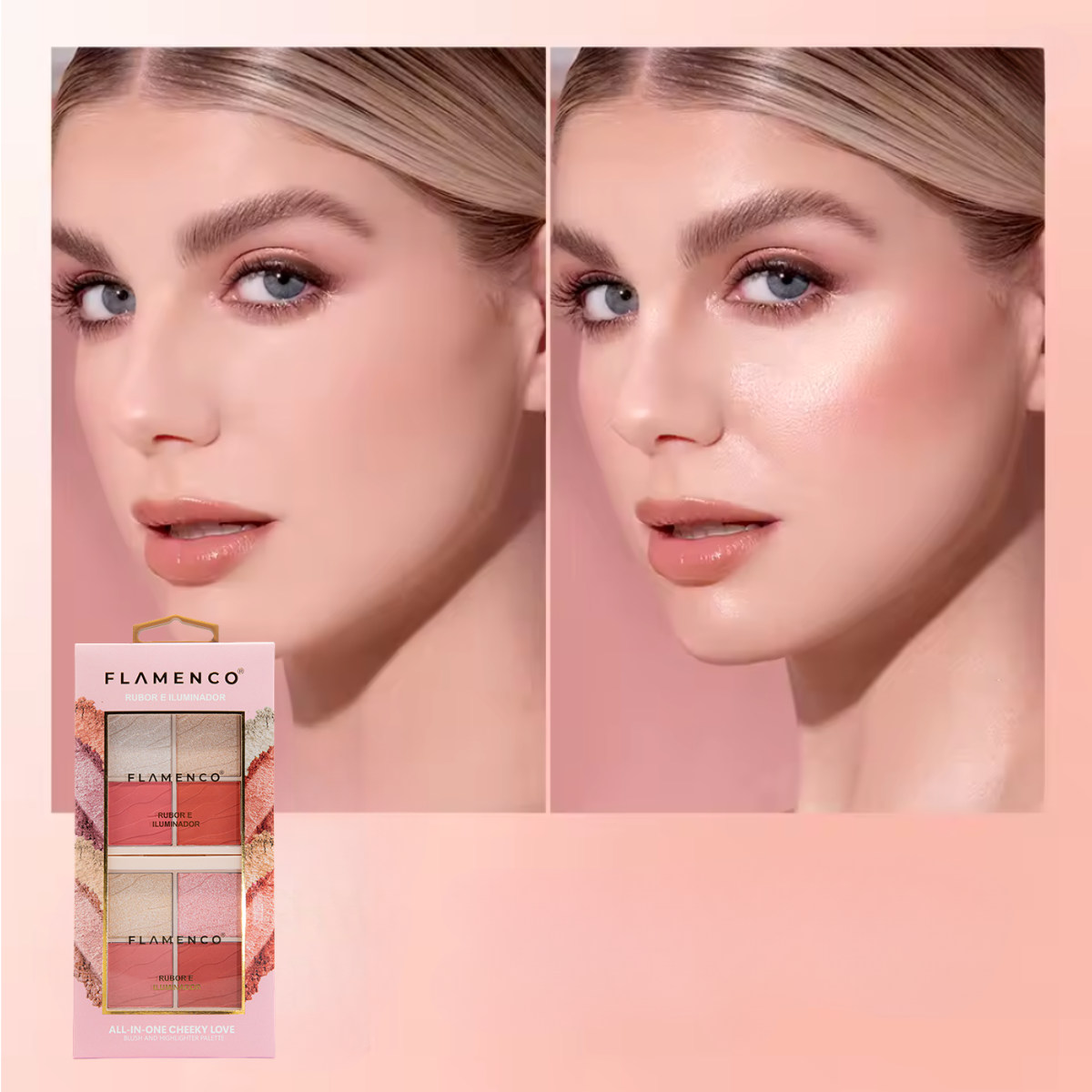 Paleta Maquillaje Flamenco Rubor E Iluminador Cheeky Love 8g-6